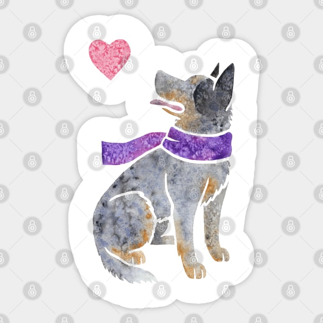 Watercolour Australian Cattle Dog Sticker by animalartbyjess